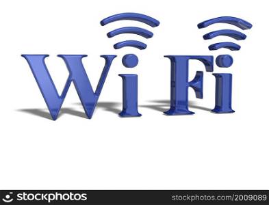 Blue sign of a zone of a wireless communication. Sign of a wireless communication