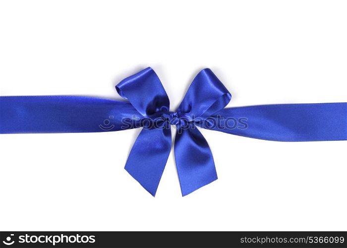 Blue silk bow isolated on white background