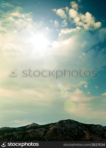 Blue skies under the mountains, natural landscape