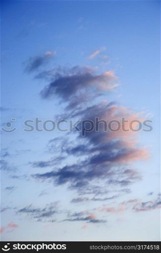 Blue sky and clouds at dusk over Maui, Hawaii, USA.