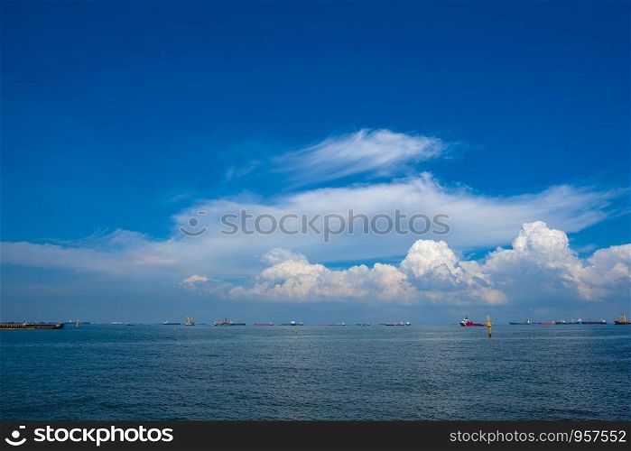blue sky and sea view in Singapore, Marina bay