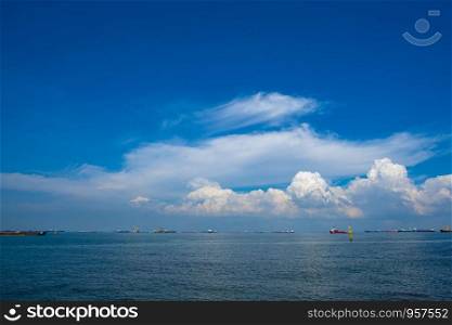 blue sky and sea view in Singapore, Marina bay
