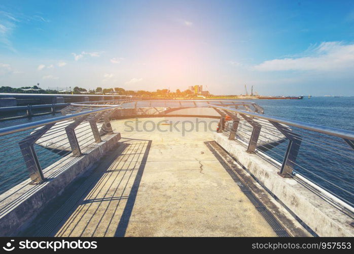 blue sky and sea view in Singapore, Marina bay