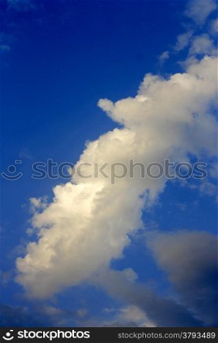 Blue sky and white clouds and the sun