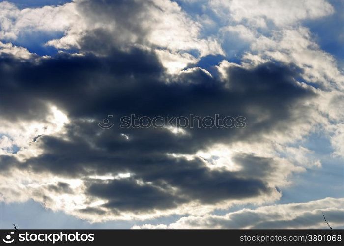 Blue sky and white clouds and the sun