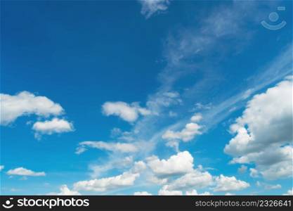 Blue sky and white clouds. Bfluffy cloud in the blue sky background