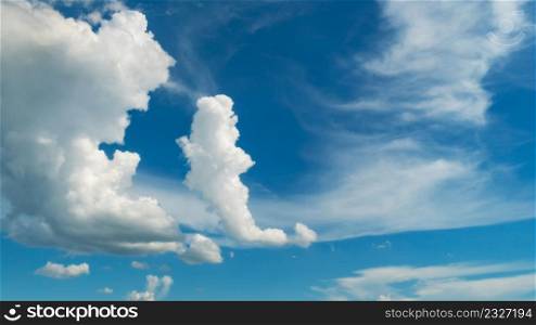 Blue sky and white clouds. fluffy cloud in the blue sky background