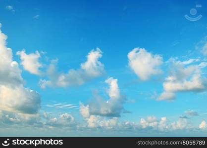 blue sky and white cumulus clouds