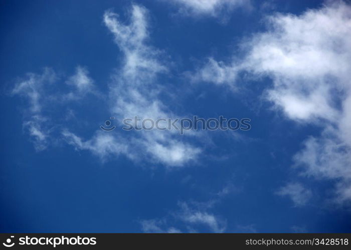 Blue sky background.