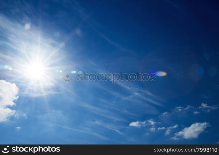 Blue sky background.