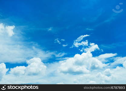 Blue sky background with tiny clouds