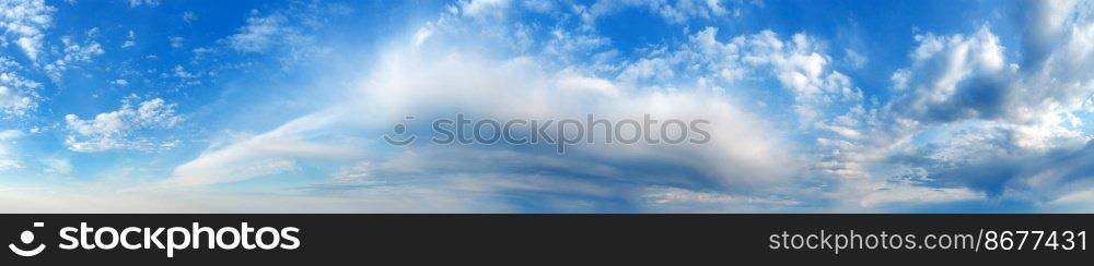 Blue Sky background with tiny Clouds. Panorama background