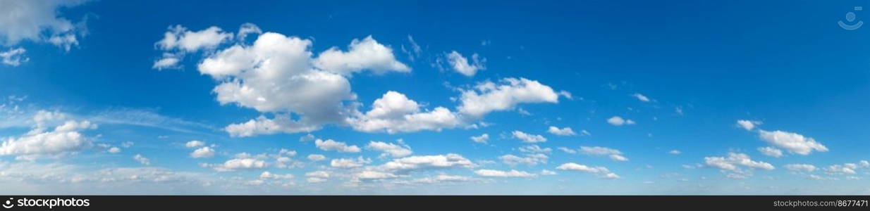 Blue Sky background with tiny Clouds. Panorama background