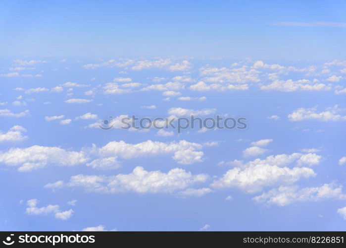 Blue sky fluffy white clouds on summer season bright clear skyline with beautiful cloudscape. Panorama blue sky clouds pattern on daylight with copy space. Cumulus cloudscape air climate sunny day