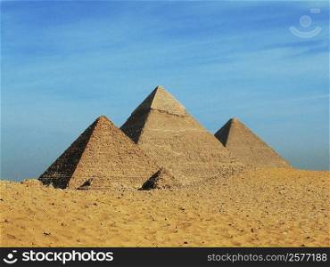 Blue sky over pyramids, Giza Pyramids, Giza, Cairo, Egypt