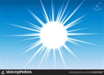 Blue sky, sun rays. The bright glow of the sun. Clear sky. Vector illustration. stock image. EPS 10.. Blue sky, sun rays. The bright glow of the sun. Clear sky. Vector illustration. stock image. 