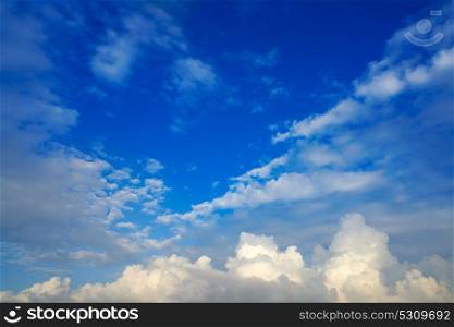 Blue sky white cumulus clouds background