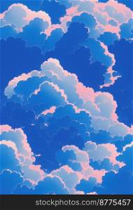 Blue sky with clouds 3d illustrated