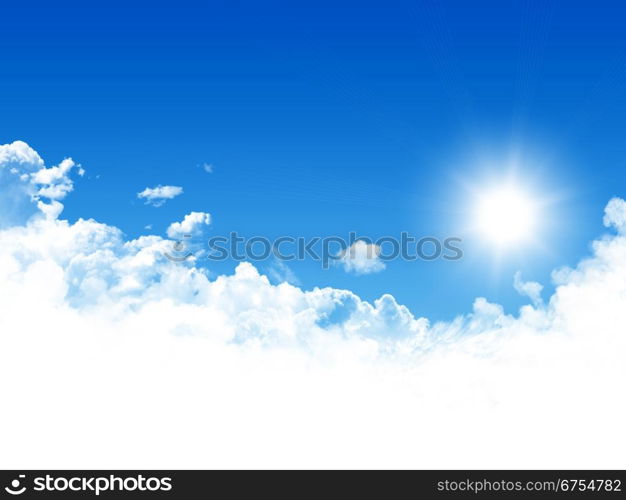 Blue sky with clouds and sun