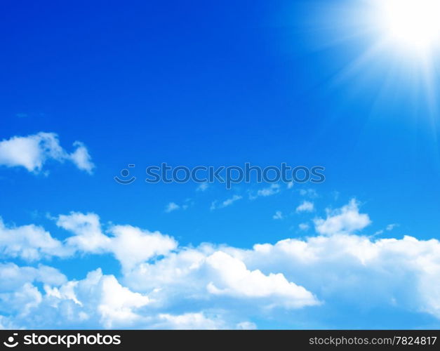 Blue sky with clouds and sun