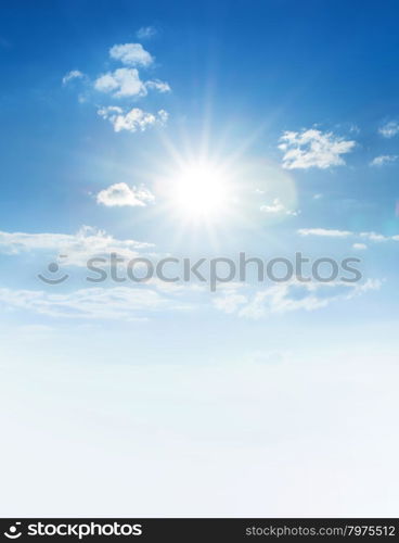 Blue sky with clouds and sun.