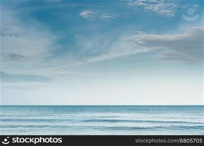 blue sky with clouds and wave on sea