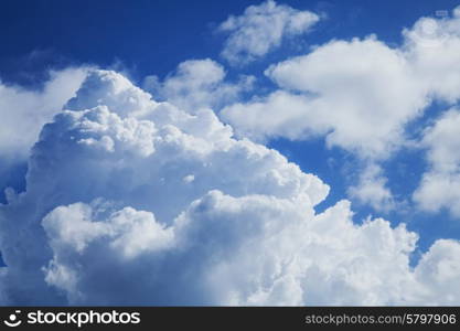 blue sky with clouds close up