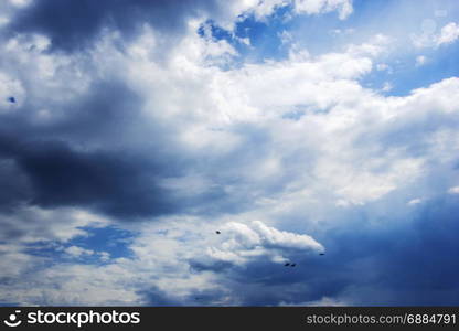 Blue sky with clouds photo. Beautiful picture, background, wallpaper