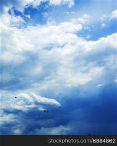 Blue sky with clouds photo. Beautiful picture, background, wallpaper