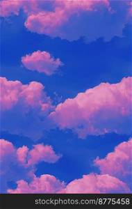 Blue sky with colorful clouds background 3d illustrated