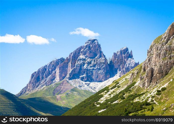 Blue sky (with copy space) during a sunny day in Italy, Dolomiti mountain region