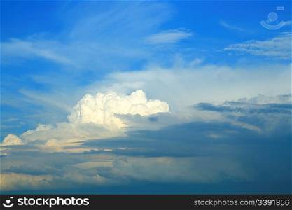blue sky with cumulus clouds background