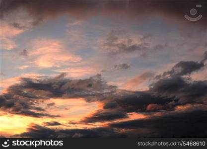 Blue sky with dramatic clouds nature background