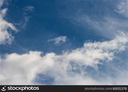 Blue sky with fluffy cotton clouds background