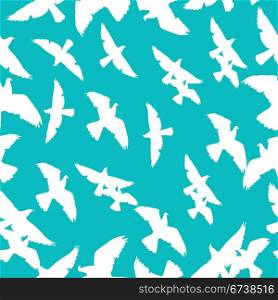 Blue sky with pigeons pattern