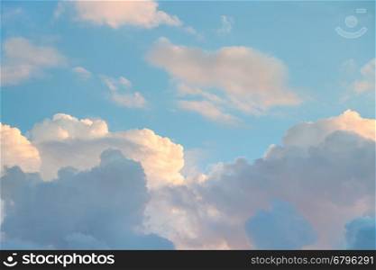 blue sky with sunset clouds in autumn evening in Rome