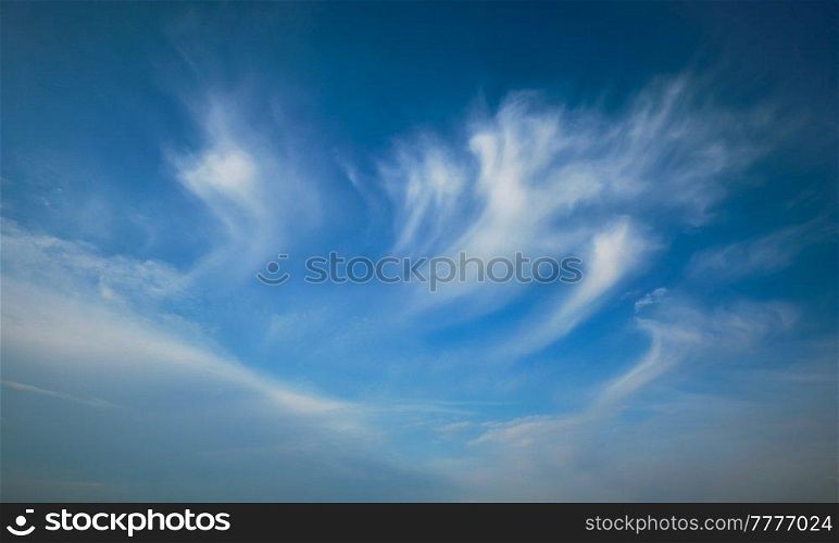 Blue sky with whie Cirrus clouds background texture. Blue sky with whie Cirrus clouds