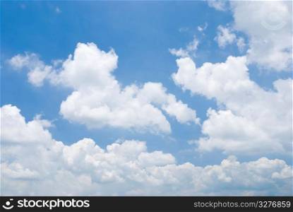 Blue sky with white cloud in sunny day, purity background.