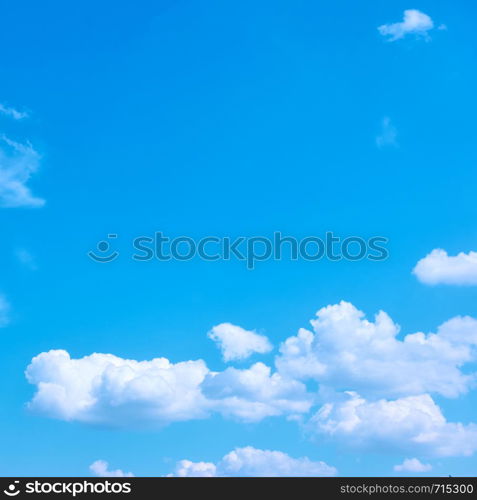 Blue sky with white clouds - Background with space for text, cquare cropping