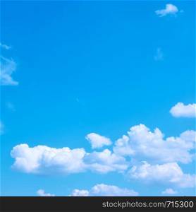 Blue sky with white clouds - Background with space for text, cquare cropping