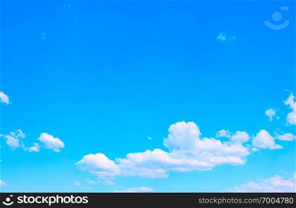 Blue sky with white clouds, may be used as background. Big space for text