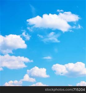 Blue sky with white heap clouds - Background, square cropping