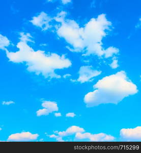 Blue sky with white heap clouds - Background, square cropping