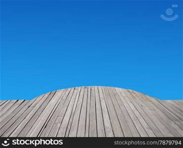 blue sky with wood floor