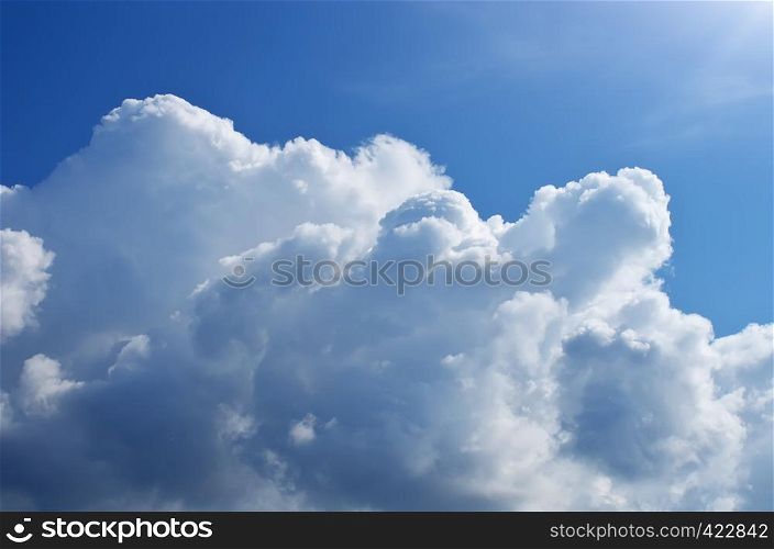 Blue skylight and fluffy cloud. Composition of nature.