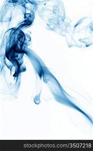 blue smoke on white background close up