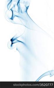 blue smoke on white background close up