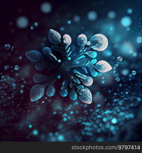 Blue Snowflake Background. Generative AI