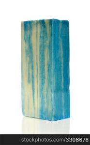 Blue Soap Bar isolated on white background.