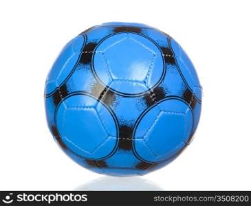 Blue soccer ball isolated on a over white background